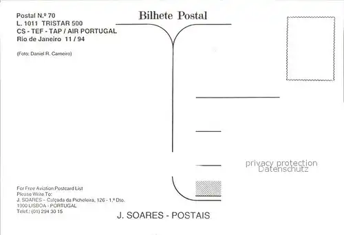 Flugzeuge Zivil Air Portugal L.1011 Tristar 500 CS TEF TAP Kat. Flug