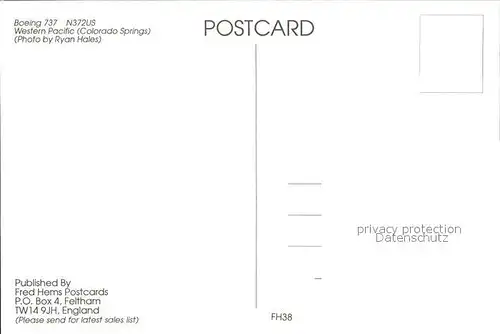 Flugzeuge Zivil Colorado Springs Western Pacific Boeing 737 N372US  Kat. Flug