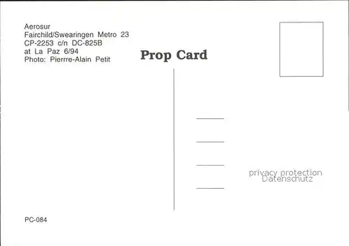 Flugzeuge Zivil Aerosur Fairchild Swearingen Metro 23 CP 2253 c n DC 825B Kat. Flug