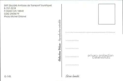Flugzeuge Zivil SATT Societe Antillaise de Transport Touristique B 707 321B F OGIW c n 18840 Kat. Flug