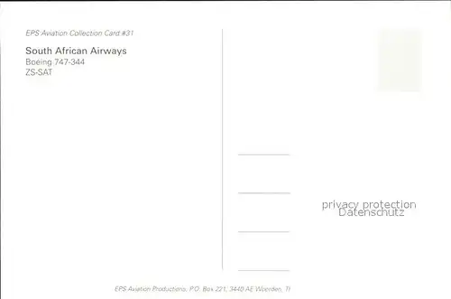 Flugzeuge Zivil SAL South African Airways Boeing 747 344 ZS SAT Kat. Flug