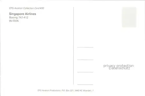 Flugzeuge Zivil Singapore Airlines Boeing 747 412 9V SMK Kat. Flug