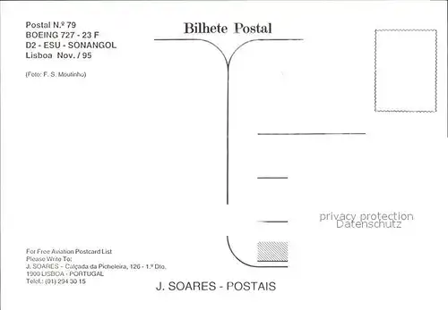Flugzeuge Zivil Sonangol Boeing 727 23 F D2 ESU  Kat. Flug