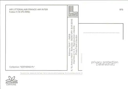 Flugzeuge Zivil Air Littoral Air France Air Inter Fokker F70 PH RRS Kat. Flug