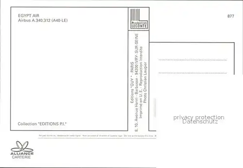 Flugzeuge Zivil Egypt Air A340.312 A40 LE Kat. Flug