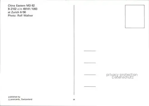 Flugzeuge Zivil China Eastern MD 82 B 2102 c n 49141 1093 Kat. Flug