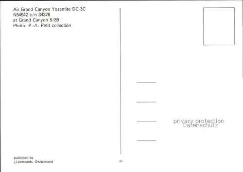 Flugzeuge Zivil Air Grand Canyon Yosemite DC 3C N54542 c n 34378 Kat. Flug