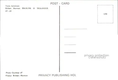 Flugzeuge Zivil Trans Jamaican Britten Norman BN 2A MK III Trislander 6Y JJI Kat. Flug