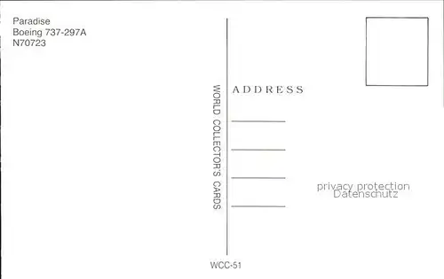Flugzeuge Zivil Paradise Boeing 737 297A N70723
