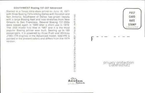 Flugzeuge Zivil Southwest Boeing 727 227 Advanced N561PE