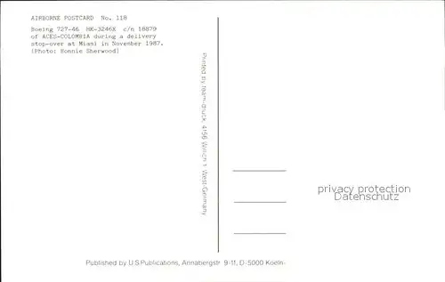 Flugzeuge Zivil ACES Colombia Boeing 727 46 HK 3246X c n 18879