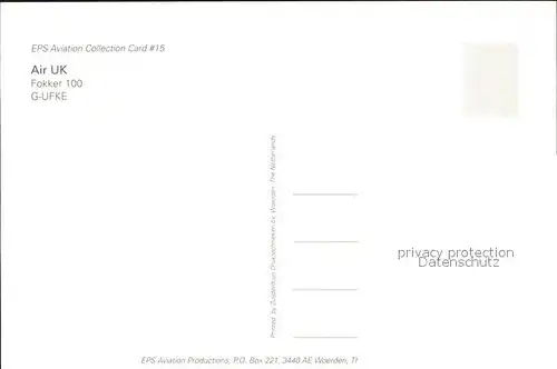 Flugzeuge Zivil Air UK Fokker 100 G UFKE 