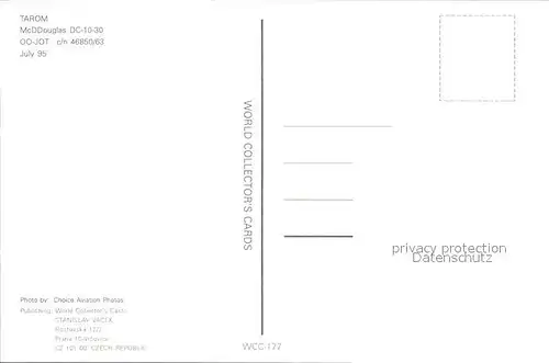 Flugzeuge Zivil Tarom McDDouglas DC 10 30 OO JOT c n 46850 63