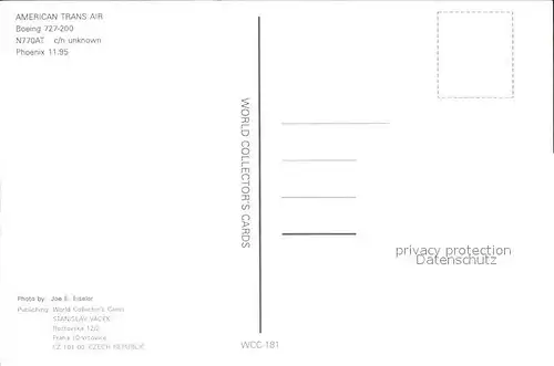 Flugzeuge Zivil American Trans Air Boeing 727 200 N770AT c n unknown