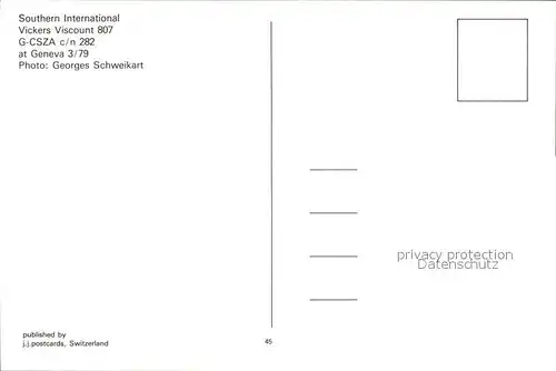 Flugzeuge Zivil Southern International Vickers Viscount 807 G CSZA c n 282