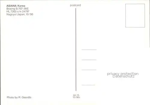 Flugzeuge Zivil Asiana Korea Boeing B767 38E HL7263 c n 24797