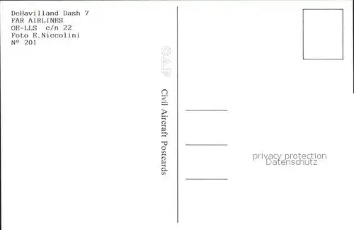 Flugzeuge Zivil Far Airlines De Havilland Dash 7 OE LLS c n 22 