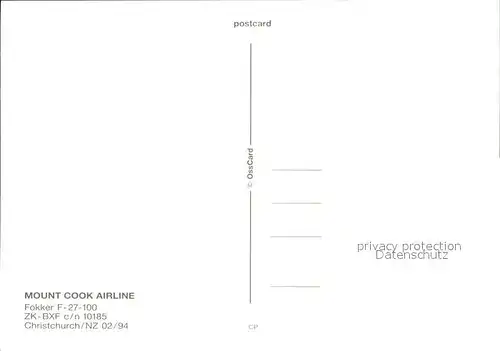 Flugzeuge Zivil Mount Cook Airline Fokker F 27 100 ZK BXF c n 10185 