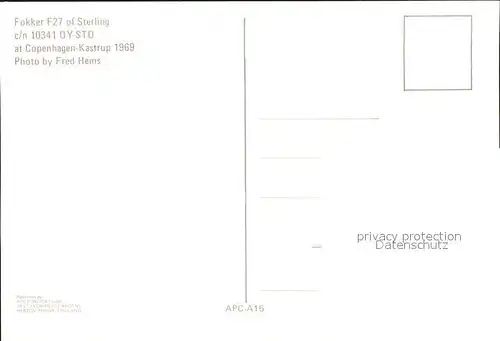 Flugzeuge Zivil Sterling Fokker F27 OY STO c n 10341