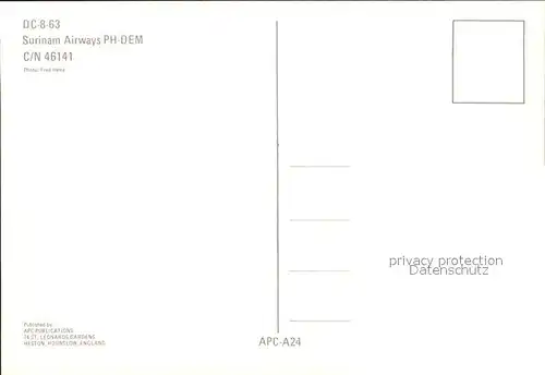 Flugzeuge Zivil Surinam Airways DC 8 63 PH DEM c n 46141