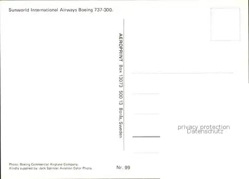 Flugzeuge Zivil Sunworld International Airways Boeing 737 300 N84IL