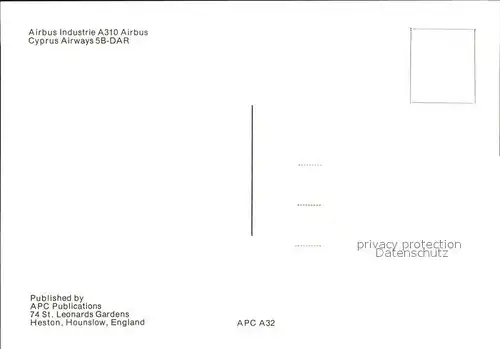 Flugzeuge Zivil Cyprus Airways A310 Airbus 5B DAR 