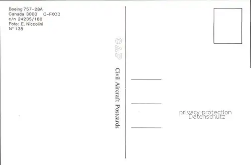 Flugzeuge Zivil Canada 3000 Boeing 757 28A C FXOD c n 24235 180
