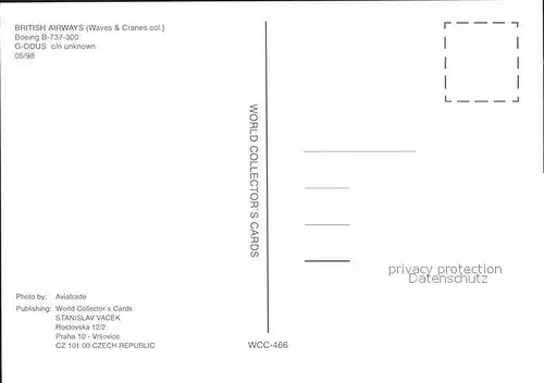 Flugzeuge Zivil British Airways Waves & Cranes col. B 737300 G ODUS