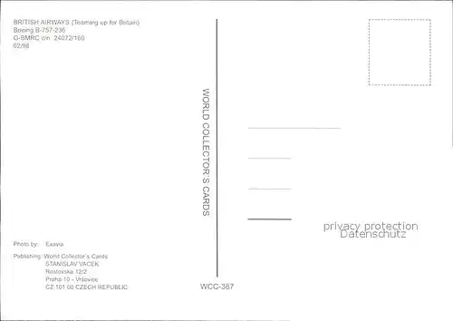 Flugzeuge Zivil British Airways Teaming up for Britain B 757 236 G BMRC c n 24072 160