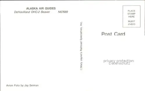 Flugzeuge Zivil Alaska Air Guides DeHavilland DHC 2Beaver N67689 Kat. Airplanes Avions