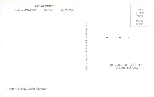 Flugzeuge Zivil Air Algerie A310 203 7T VJE MSN 295 Kat. Airplanes Avions