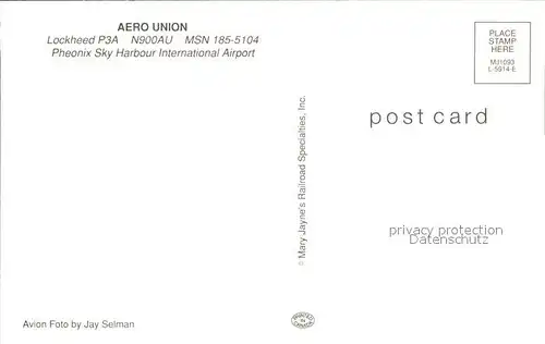 Flugzeuge Zivil Aero Union Lockheed P3A N900AU MSN 185 5104 Kat. Airplanes Avions