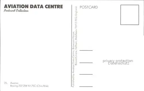 Flugzeuge Zivil Avensa Boeing 727 294 YV 75C  Kat. Airplanes Avions