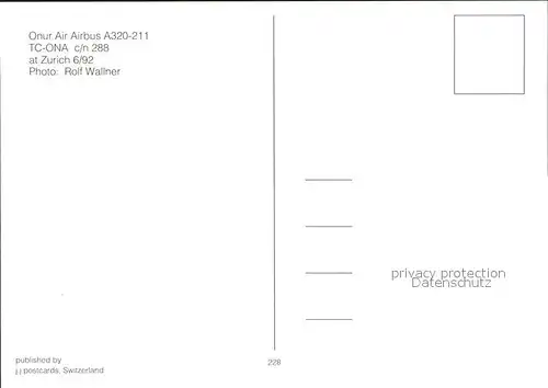 Flugzeuge Zivil Onur Air A320 211 TC ONA c n 288 Kat. Airplanes Avions