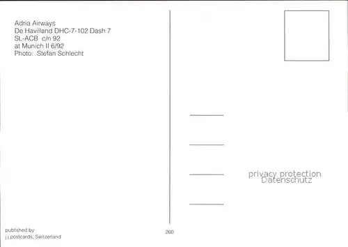 Flugzeuge Zivil Adria Airways De Havilland DHC 7 102 Dash 7 SL ACB c n 92 Kat. Airplanes Avions
