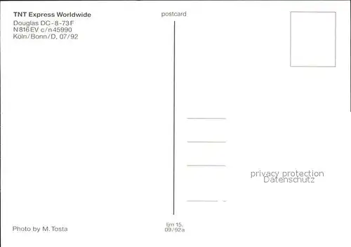 Flugzeuge Zivil TNT Express Worldwide Douglas DC 8 73F N816EV c n 45990 Kat. Airplanes Avions