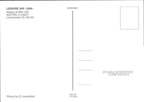 Flugzeuge Zivil Leisure Air USA A320 231 N317RX c n 0317 Kat. Airplanes Avions