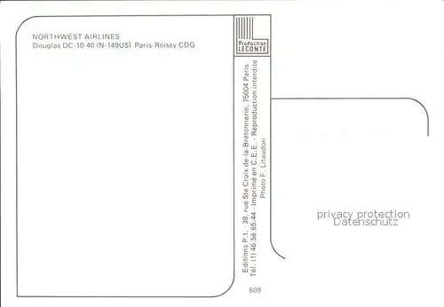 Flugzeuge Zivil Northwest Airlines Douglas DC 10 40 N 149US  Kat. Airplanes Avions