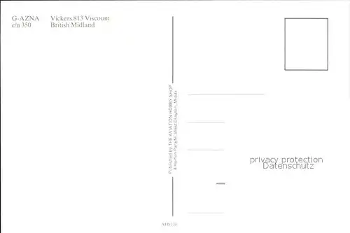 Flugzeuge Zivil British Midland Vickers 813 Viscount G AZNA c n 350 Kat. Airplanes Avions