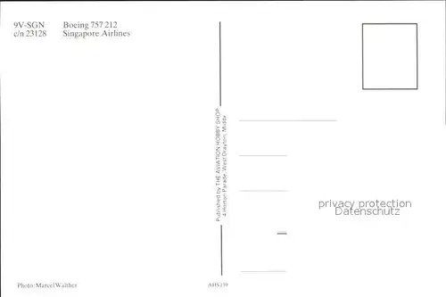 Flugzeuge Zivil Singapore Airlines Boeing 757 212 9V SGN c n 23128 Kat. Airplanes Avions