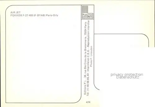 Flugzeuge Zivil Air Jet Fokker F 27 400 F BYAB  Kat. Airplanes Avions