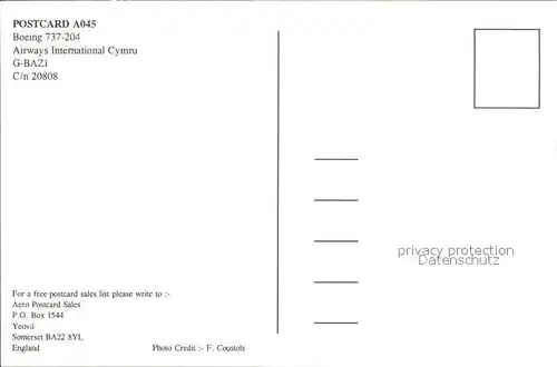 Flugzeuge Zivil Airways International Cymru Boeing 737 204 G BAZI Kat. Airplanes Avions
