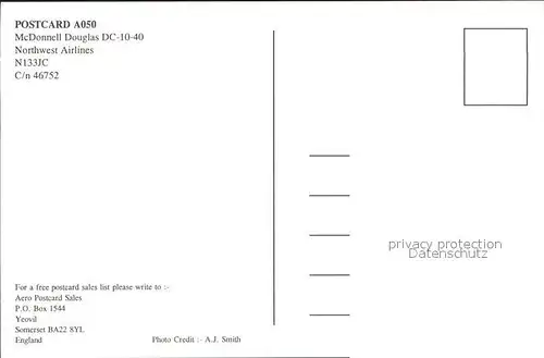 Flugzeuge Zivil Northwest Airlines McDonnell Douglas DC 10 40 N133JC c n 46752 Kat. Airplanes Avions