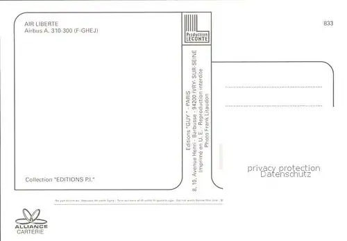 Flugzeuge Zivil Air Liberte A310 300 F GHEJ  Kat. Airplanes Avions