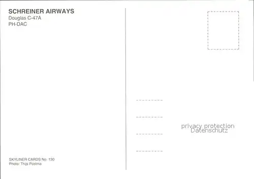 Flugzeuge Zivil Shreiner Airways Douglas C 47A PH DAC  Kat. Airplanes Avions