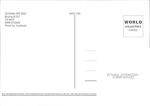 Flugzeuge Zivil Guyana Air 2000 Boeing B 757 VH NOF  Kat. Airplanes Avions