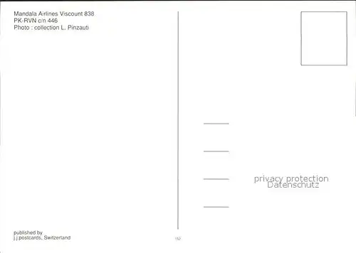 Flugzeuge Zivil Mandala Airlines Viscount 838 PK RVN c n 446 Kat. Airplanes Avions