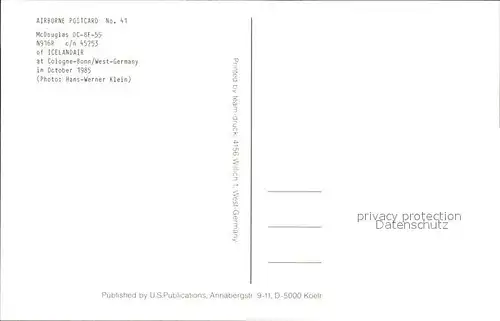 Flugzeuge Zivil Icelandair McDouglas DC 8F 55 N916R c n 45753 Kat. Airplanes Avions