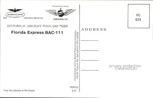 Flugzeuge Zivil Florida Express BAC 111 NI544 Kat. Airplanes Avions