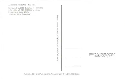 Flugzeuge Zivil Air America Lockheed L 1011 Tristar 1 N304EA c n 1005 Kat. Airplanes Avions